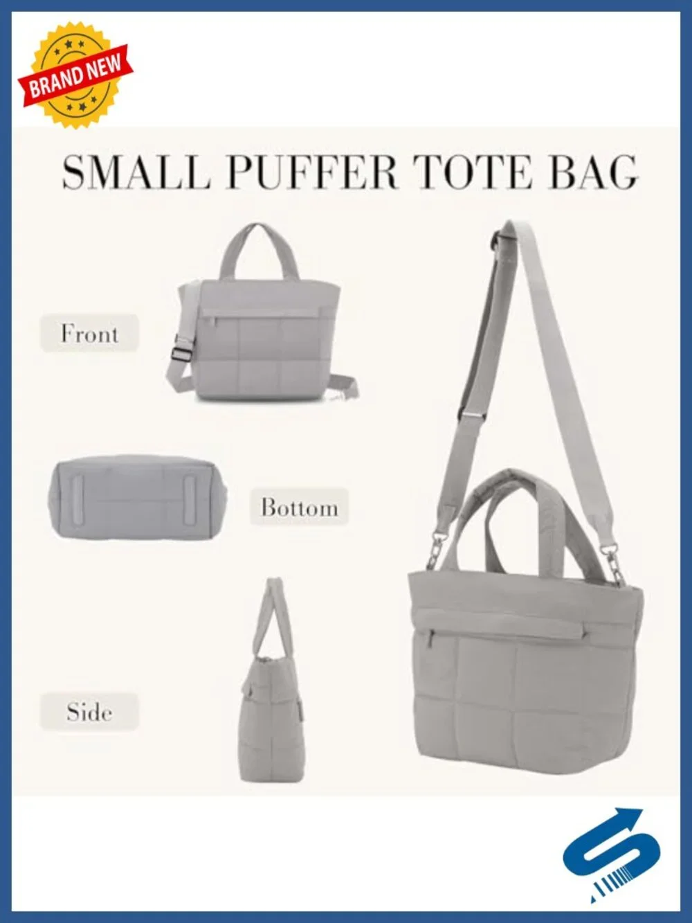 Lightweight Mini Quilted Puffer Crossbody Satchel Tote Bag with Pockets